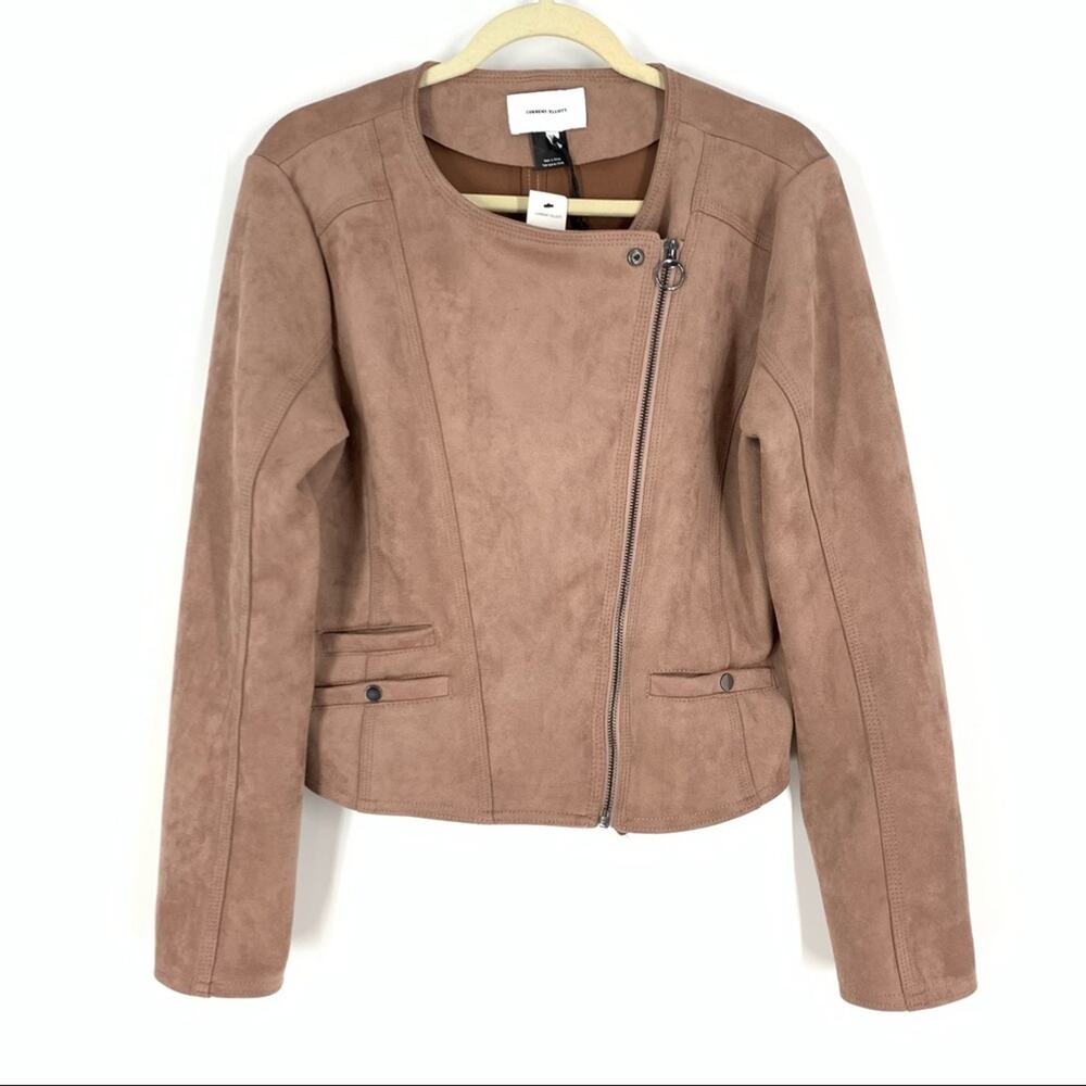 Current/Elliott The Crop Infantry Jacket‎ Pink Faux Suede Size 2 NWT